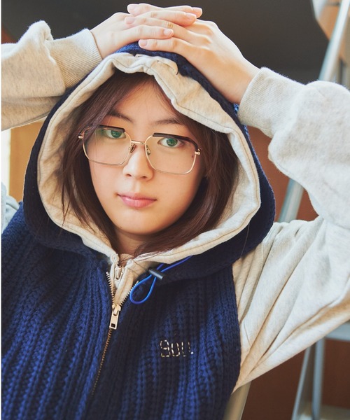 common gull products.（コモンガルプロダクツ）の「かたっぽのニットフーディーベスト（ニット/セーター・レディース・ブラウン/ネイビー・MEDIUM/LARGE）」の10枚目の写真