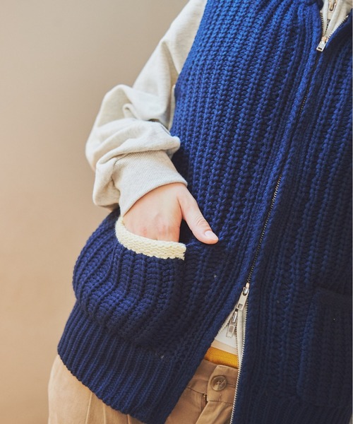 common gull products.（コモンガルプロダクツ）の「かたっぽのニットフーディーベスト（ニット/セーター・レディース・ブラウン/ネイビー・MEDIUM/LARGE）」の14枚目の写真