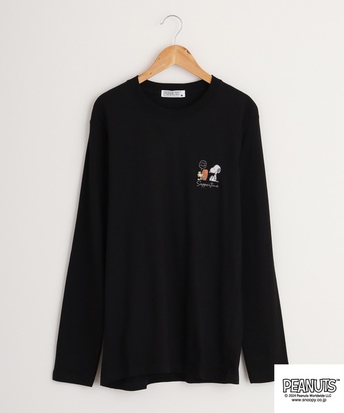 PEANUTS（ピーナッツ）の「PEANUTS 天竺 ﾌﾟﾘﾝﾄ 長袖Tシャツ（Tシャツ/カットソー・メンズ・ブルー系その他/ネイビー/モカ/ブラック系/ラベンダー/ホワイト系その他/レッド/ブラック系1/ネイビー系1/グレー系その他/ホワイト系/ホワイト系1/アーミー/グレイッシュベージュ/ブラック系その他/オフホワイト/ネイビー系/グレー系・M/L/LL）」の7枚目の写真