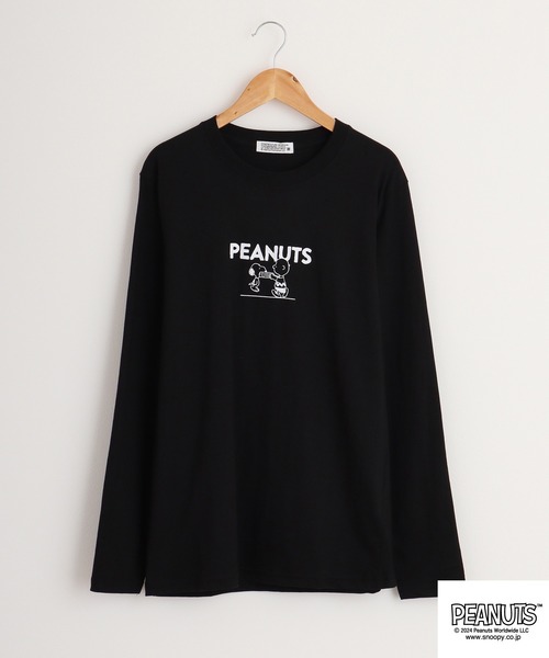 PEANUTS（ピーナッツ）の「PEANUTS 天竺 ﾌﾟﾘﾝﾄ 長袖Tシャツ（Tシャツ/カットソー・メンズ・ブルー系その他/ネイビー/モカ/ブラック系/ラベンダー/ホワイト系その他/レッド/ブラック系1/ネイビー系1/グレー系その他/ホワイト系/ホワイト系1/アーミー/グレイッシュベージュ/ブラック系その他/オフホワイト/ネイビー系/グレー系・M/L/LL）」の8枚目の写真