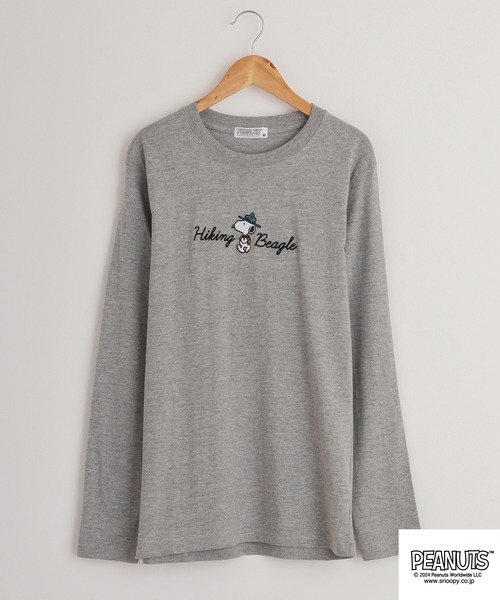 PEANUTS（ピーナッツ）の「PEANUTS 天竺 ﾌﾟﾘﾝﾄ 長袖Tシャツ（Tシャツ/カットソー・メンズ・ブルー系その他/ネイビー/モカ/ブラック系/ラベンダー/ホワイト系その他/レッド/ブラック系1/ネイビー系1/グレー系その他/ホワイト系/ホワイト系1/アーミー/グレイッシュベージュ/ブラック系その他/オフホワイト/ネイビー系/グレー系・M/L/LL）」の9枚目の写真