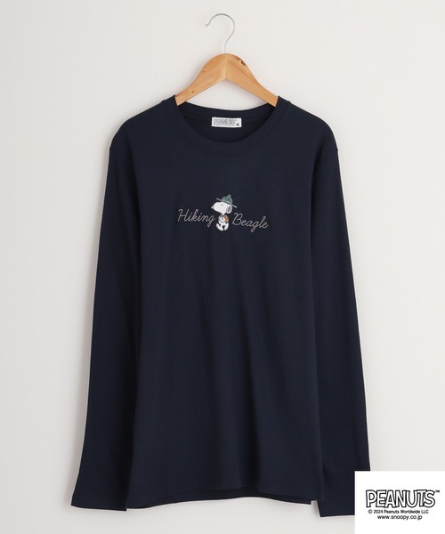 PEANUTS（ピーナッツ）の「PEANUTS 天竺 ﾌﾟﾘﾝﾄ 長袖Tシャツ（Tシャツ/カットソー・メンズ・ブルー系その他/ネイビー/モカ/ブラック系/ラベンダー/ホワイト系その他/レッド/ブラック系1/ネイビー系1/グレー系その他/ホワイト系/ホワイト系1/アーミー/グレイッシュベージュ/ブラック系その他/オフホワイト/ネイビー系/グレー系・M/L/LL）」の15枚目の写真