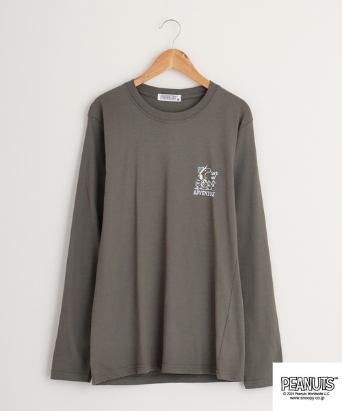 PEANUTS（ピーナッツ）の「PEANUTS 天竺 ﾌﾟﾘﾝﾄ 長袖Tシャツ（Tシャツ/カットソー・メンズ・ブルー系その他/ネイビー/モカ/ブラック系/ラベンダー/ホワイト系その他/レッド/ブラック系1/ネイビー系1/グレー系その他/ホワイト系/ホワイト系1/アーミー/グレイッシュベージュ/ブラック系その他/オフホワイト/ネイビー系/グレー系・M/L/LL）」の12枚目の写真