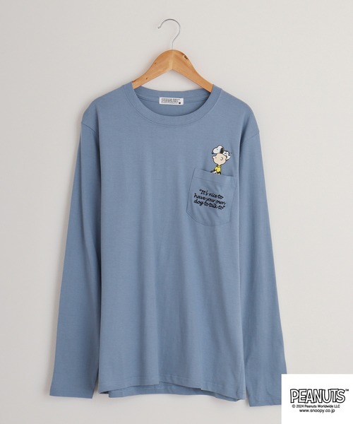 PEANUTS（ピーナッツ）の「PEANUTS 天竺 ﾌﾟﾘﾝﾄ 長袖Tシャツ（Tシャツ/カットソー・メンズ・ブルー系その他/ネイビー/モカ/ブラック系/ラベンダー/ホワイト系その他/レッド/ブラック系1/ネイビー系1/グレー系その他/ホワイト系/ホワイト系1/アーミー/グレイッシュベージュ/ブラック系その他/オフホワイト/ネイビー系/グレー系・M/L/LL）」の14枚目の写真