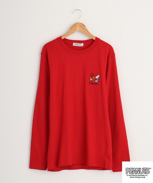 PEANUTS（ピーナッツ）の「PEANUTS 天竺 ﾌﾟﾘﾝﾄ 長袖Tシャツ（Tシャツ/カットソー・メンズ・ブルー系その他/ネイビー/モカ/ブラック系/ラベンダー/ホワイト系その他/レッド/ブラック系1/ネイビー系1/グレー系その他/ホワイト系/ホワイト系1/アーミー/グレイッシュベージュ/ブラック系その他/オフホワイト/ネイビー系/グレー系・M/L/LL）」の18枚目の写真