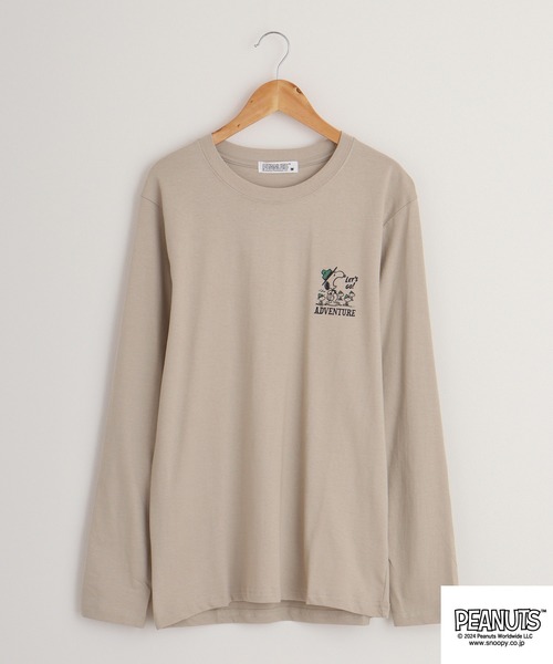 PEANUTS（ピーナッツ）の「PEANUTS 天竺 ﾌﾟﾘﾝﾄ 長袖Tシャツ（Tシャツ/カットソー・メンズ・ブルー系その他/ネイビー/モカ/ブラック系/ラベンダー/ホワイト系その他/レッド/ブラック系1/ネイビー系1/グレー系その他/ホワイト系/ホワイト系1/アーミー/グレイッシュベージュ/ブラック系その他/オフホワイト/ネイビー系/グレー系・M/L/LL）」の11枚目の写真