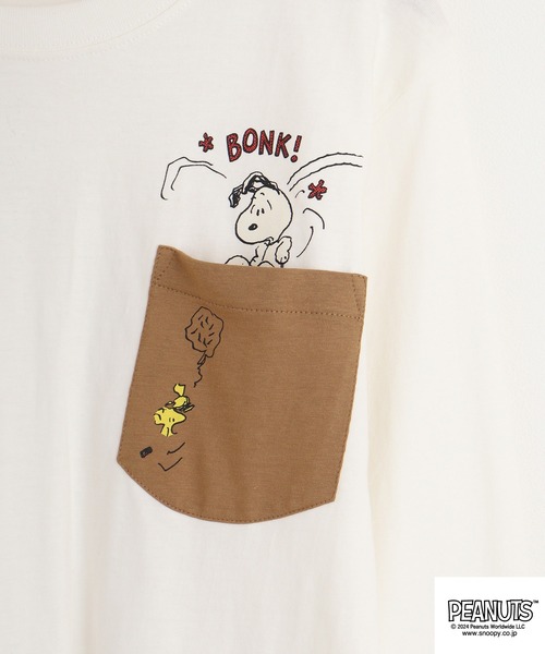 PEANUTS（ピーナッツ）の「PEANUTS 天竺 ﾌﾟﾘﾝﾄ 長袖Tシャツ（Tシャツ/カットソー・メンズ・ブルー系その他/ネイビー/モカ/ブラック系/ラベンダー/ホワイト系その他/レッド/ブラック系1/ネイビー系1/グレー系その他/ホワイト系/ホワイト系1/アーミー/グレイッシュベージュ/ブラック系その他/オフホワイト/ネイビー系/グレー系・M/L/LL）」の22枚目の写真