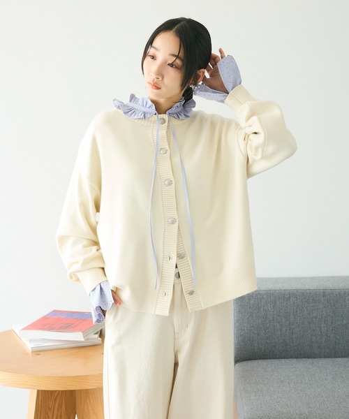 CRAFT STANDARD BOUTIQUE(クラフトスタンダードブティック)の「とてもちクルーネックカーディガン ◆(カーディガン/ボレロ・レディース・アイボリー/ブラック/パープル/杢グレー/レッド/グリーン・FREE)」の7枚目の写真