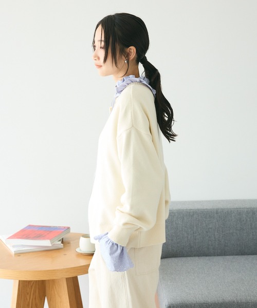 CRAFT STANDARD BOUTIQUE(クラフトスタンダードブティック)の「とてもちクルーネックカーディガン ◆(カーディガン/ボレロ・レディース・アイボリー/ブラック/パープル/杢グレー/レッド/グリーン・FREE)」の8枚目の写真