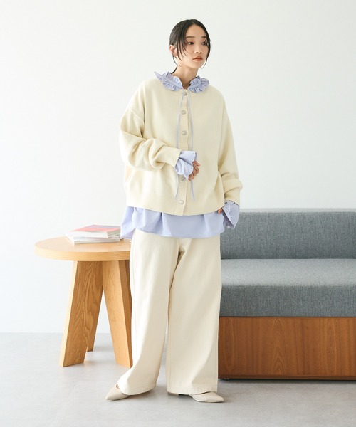 CRAFT STANDARD BOUTIQUE(クラフトスタンダードブティック)の「とてもちクルーネックカーディガン ◆(カーディガン/ボレロ・レディース・アイボリー/ブラック/パープル/杢グレー/レッド/グリーン・FREE)」の10枚目の写真