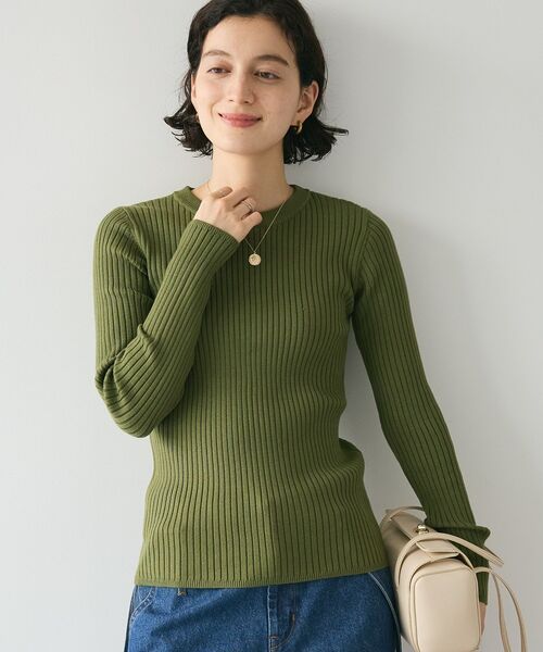 CRAFT STANDARD BOUTIQUE（クラフトスタンダードブティック）の「とてもちクルーネックリブニットプルオーバー（ニット/セーター・レディース・チャコールグレー/アイボリー/ブラック/カーキ/レッド・FREE）」の6枚目の写真