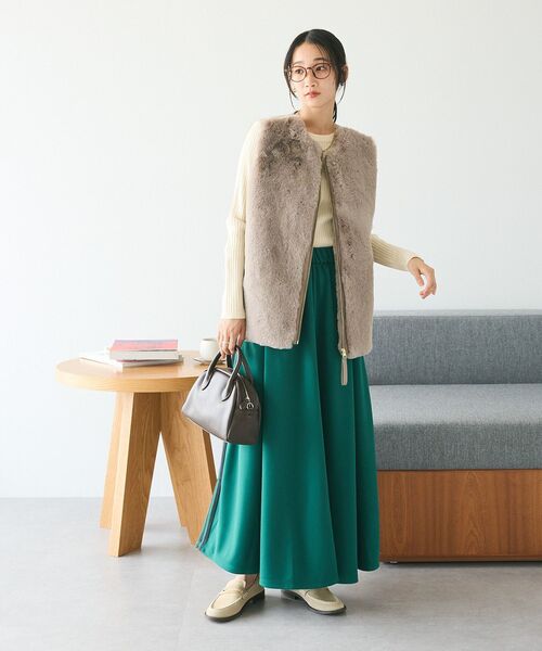 CRAFT STANDARD BOUTIQUE（クラフトスタンダードブティック）の「とてもちクルーネックリブニットプルオーバー（ニット/セーター・レディース・チャコールグレー/アイボリー/ブラック/カーキ/レッド・FREE）」の15枚目の写真