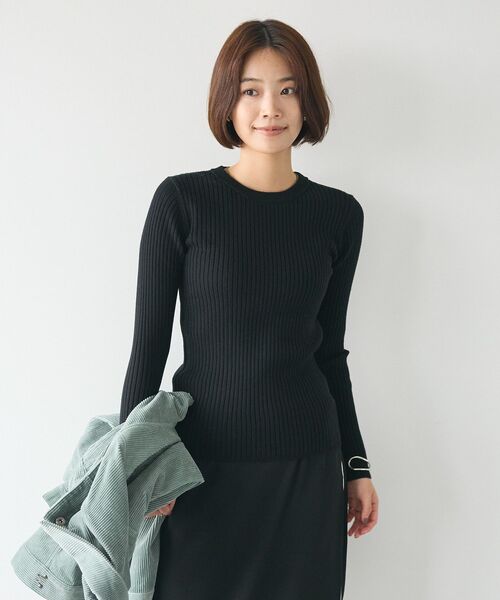 CRAFT STANDARD BOUTIQUE（クラフトスタンダードブティック）の「とてもちクルーネックリブニットプルオーバー（ニット/セーター・レディース・チャコールグレー/アイボリー/ブラック/カーキ/レッド・FREE）」の19枚目の写真