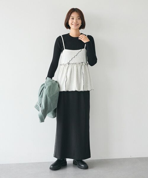 CRAFT STANDARD BOUTIQUE（クラフトスタンダードブティック）の「とてもちクルーネックリブニットプルオーバー（ニット/セーター・レディース・チャコールグレー/アイボリー/ブラック/カーキ/レッド・FREE）」の22枚目の写真