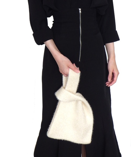 AVALON(U.Q)（アバロン）の「ラメ入りニットエコバッグ（ハンドバッグ・レディース・グレー/アイボリー/ブラック/ピンク・FREE）」の18枚目の写真