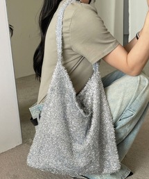 ラメ シャギー ニット トートバッグ