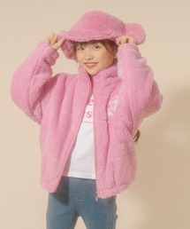 【Mielボアシリーズ】ハート刺繍スタンドカラージップジャケット