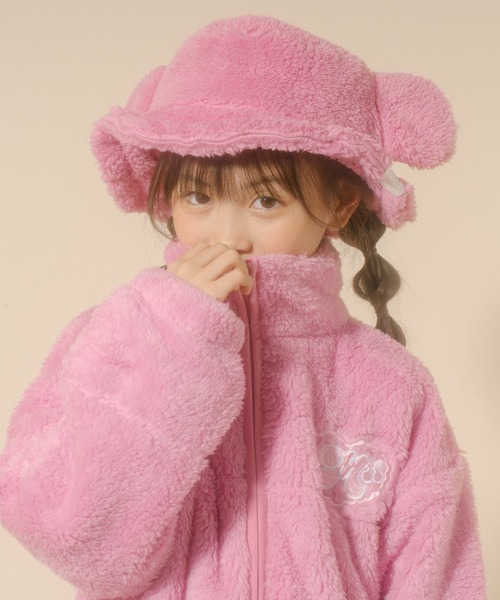 URBAN CHERRY（アーバンチェリー）の「【Mielボアシリーズ】ハート刺繍スタンドカラージップジャケット（ブルゾン・キッズ・ピンク/ブラウン/アイボリー・110cm/120cm/130cm/140cm/150cm）」の21枚目の写真