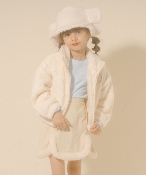 URBAN CHERRY（アーバンチェリー）の「【Mielボアシリーズ】ハート刺繍スタンドカラージップジャケット（ブルゾン・キッズ・ピンク/ブラウン/アイボリー・110cm/120cm/130cm/140cm/150cm）」の10枚目の写真