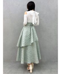 バックリボンティアードコンビワンピース