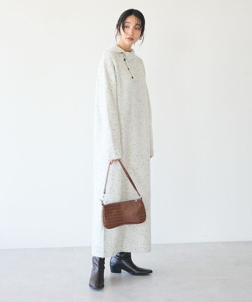 CRAFT STANDARD BOUTIQUE（クラフトスタンダードブティック）の「ハイネックネップニットワンピース（ワンピース・レディース・ホワイト/チャコールグレー/ブラック・FREE）」の21枚目の写真