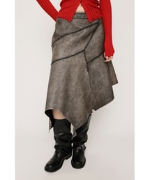 SLY（スライ）の「RANDOM HEM F/LEATHER M/SK ランダム ヘム フェイクレザー ミディスカート / セットアップ可（スカート）」