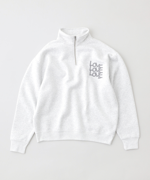 TODAY edition(トゥデイエディション)の「【TODAY edition / トゥデイエディション】LOVE Half Zip Collered S(スウェット・メンズ・ブラック/グレー・LARGE)」の2枚目の写真