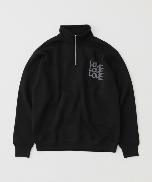 TODAY edition(トゥデイエディション)の「【TODAY edition / トゥデイエディション】LOVE Half Zip Collered S(スウェット・メンズ・ブラック/グレー・LARGE)」の1枚目の写真