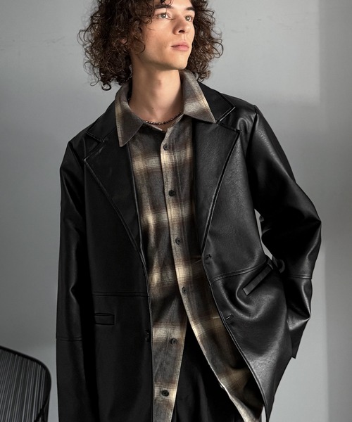 セール】品格とトレンドを纏う。フェイクレザー テーラードジャケット