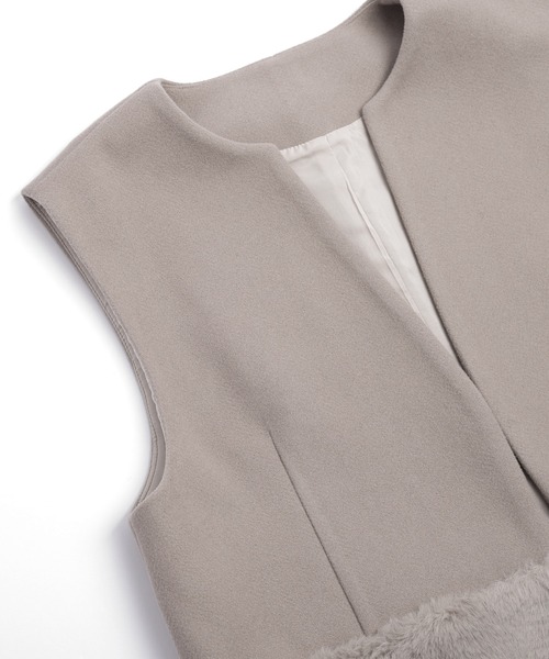 SUGAR BISKET（シュガービスケット）の「エコファーロングジレ（ベスト・レディース・ブラック/ベージュ/オフホワイト/グレー・フリー）」の18枚目の写真