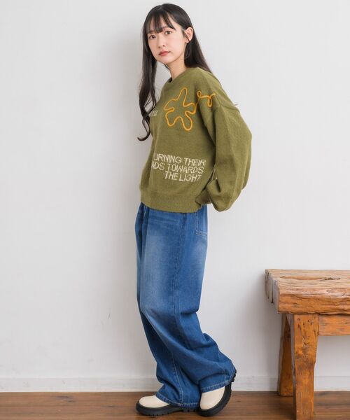 RETRO GIRL(レトロガール)の「3D刺繍ニット(ニット/セーター・レディース・ダークグリーン/ブラウン/ナチュラル・FREE)」の21枚目の写真