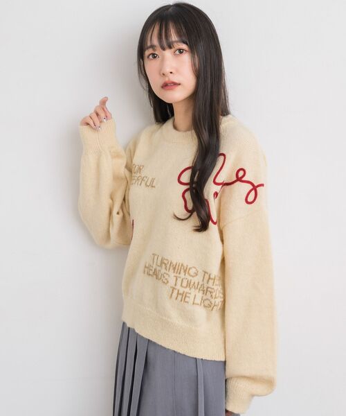 RETRO GIRL(レトロガール)の「3D刺繍ニット(ニット/セーター・レディース・ダークグリーン/ブラウン/ナチュラル・FREE)」の9枚目の写真