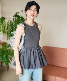 H6411-29◾️アンダーカバー　シルク100% フリルタンクトップ　Y2K Floral Jacquard Knit Camisole Top(F261A087)｜阪急百貨店公式通販