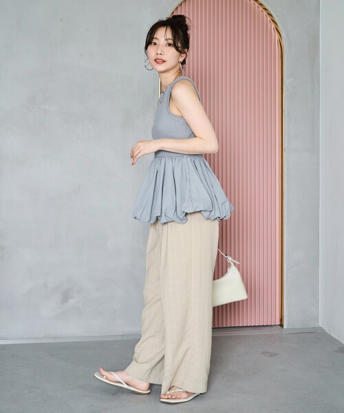 FREAK'S STORE(フリークスストア)の「限定展開 カップ付き 布帛 ドッキング バルーン タンク(タンクトップ・レディース・オフホワイト/チャコールグレー/ブラック/サックスブルー/ベージュ・フリ-)」の18枚目の写真