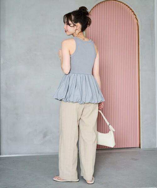 FREAK'S STORE(フリークスストア)の「限定展開 カップ付き 布帛 ドッキング バルーン タンク(タンクトップ・レディース・オフホワイト/チャコールグレー/ブラック/サックスブルー/ベージュ・フリ-)」の19枚目の写真