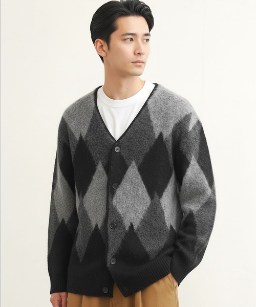 jiggys shop(ジギーズショップ)の「モヘアタッチアーガイルカーディガン(カーディガン/ボレロ・メンズ・ブラック/ネイビー/ブラウン・MEDIUM/LARGE/X-LARGE)」の2枚目の写真