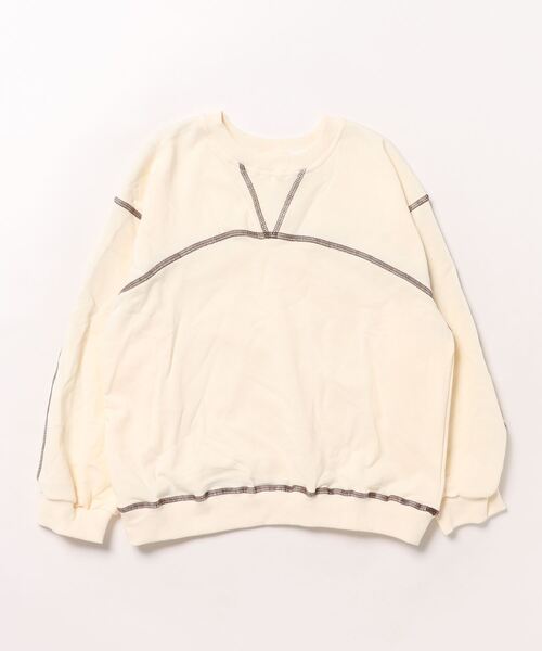 aimoha（アイモハ）の「【aimoha-KIDS-】配色ステッチスウェット（スウェット・キッズ・カーキ/オフホワイト・120/130/140/150/90/110/100）」の5枚目の写真