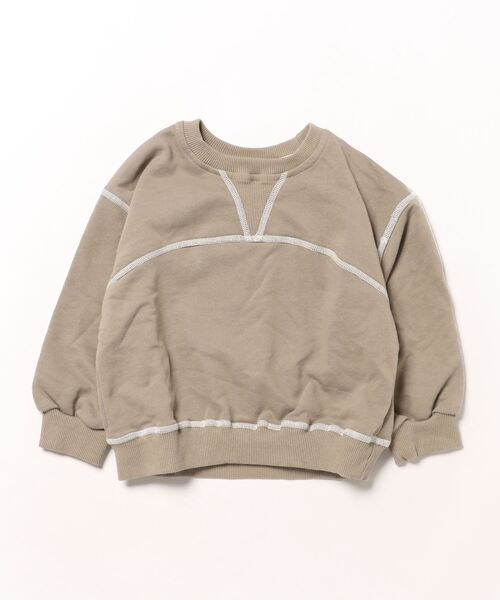 aimoha（アイモハ）の「【aimoha-KIDS-】配色ステッチスウェット（スウェット・キッズ・カーキ/オフホワイト・120/130/140/150/90/110/100）」の4枚目の写真
