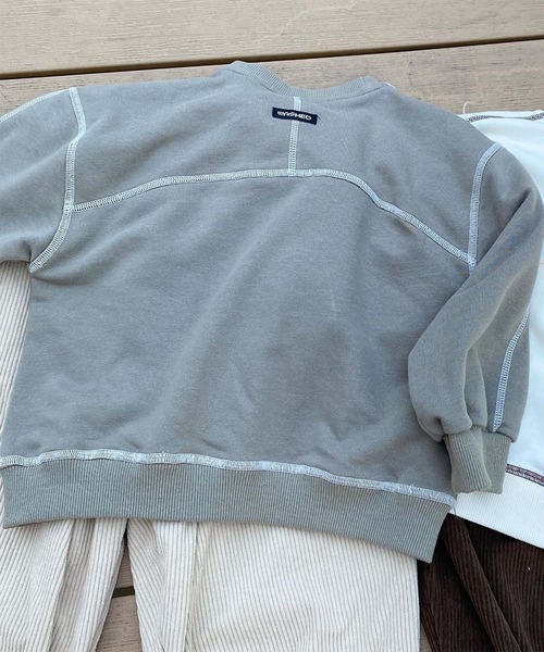 aimoha（アイモハ）の「【aimoha-KIDS-】配色ステッチスウェット（スウェット・キッズ・カーキ/オフホワイト・120/130/140/150/90/110/100）」の12枚目の写真