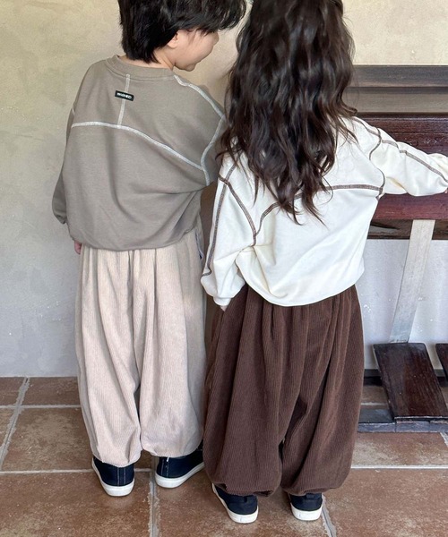 aimoha（アイモハ）の「【aimoha-KIDS-】配色ステッチスウェット（スウェット・キッズ・カーキ/オフホワイト・120/130/140/150/90/110/100）」の17枚目の写真