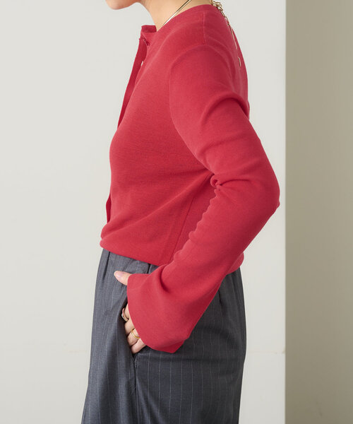 Omekashi（オメカシ）の「ヘンリーシアーニットプルオーバー（ニット/セーター・レディース・アイボリー/ネイビー/レッド・FREE）」の11枚目の写真