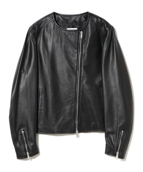 Demi-Luxe BEAMS(デミルクス ビームス)の「マット シープスキン ノーカラー ライダース ブルゾン(ライダースジャケット・レディース・ブラック/ブラウン系その他4・38/40)」の13枚目の写真