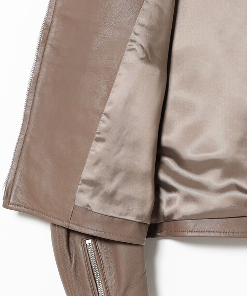 Demi-Luxe BEAMS(デミルクス ビームス)の「マット シープスキン ノーカラー ライダース ブルゾン(ライダースジャケット・レディース・ブラック/ブラウン系その他4・38/40)」の20枚目の写真