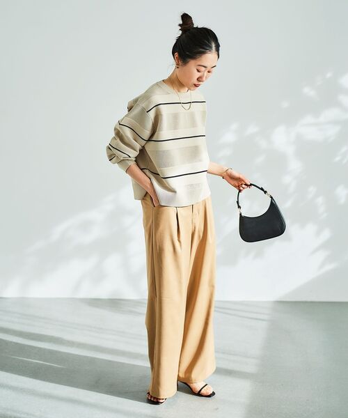 le.coeur blanc（ルクールブラン）の「サスペンダー付タックワイドパンツ（その他パンツ・レディース・ベージュ/ブラック・38）」の22枚目の写真