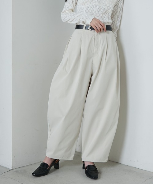 セール】Twill wide curve pants / ツイル フロントタック