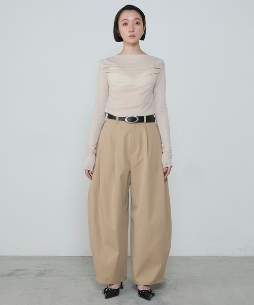 Twill wide curve pants / ツイル フロントタック ワイド カーブ