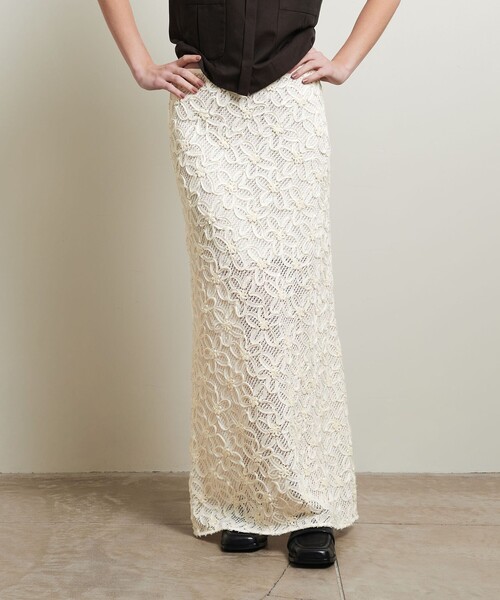 ATTISESSION（アティセッション）の「＜ATTISESSION＞フラワーモチーフ ロングスカート（スカート・レディース・ブラック/オフホワイト・38/36）」の9枚目の写真