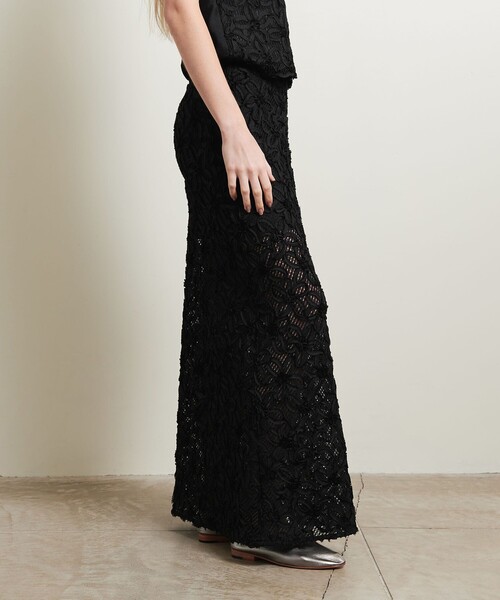 ATTISESSION（アティセッション）の「＜ATTISESSION＞フラワーモチーフ ロングスカート（スカート・レディース・ブラック/オフホワイト・38/36）」の8枚目の写真