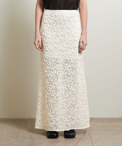 ATTISESSION（アティセッション）の「＜ATTISESSION＞フラワーモチーフ ロングスカート（スカート・レディース・ブラック/オフホワイト・38/36）」の6枚目の写真