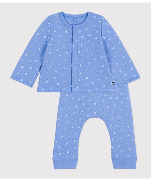 PETIT BATEAU（プチバトー）の「ベビー２点セット（カーディガン/ボレロ・キッズ・ホワイト×ブルー・6MONTH/18MONTH/12MONTH）」の5枚目の写真